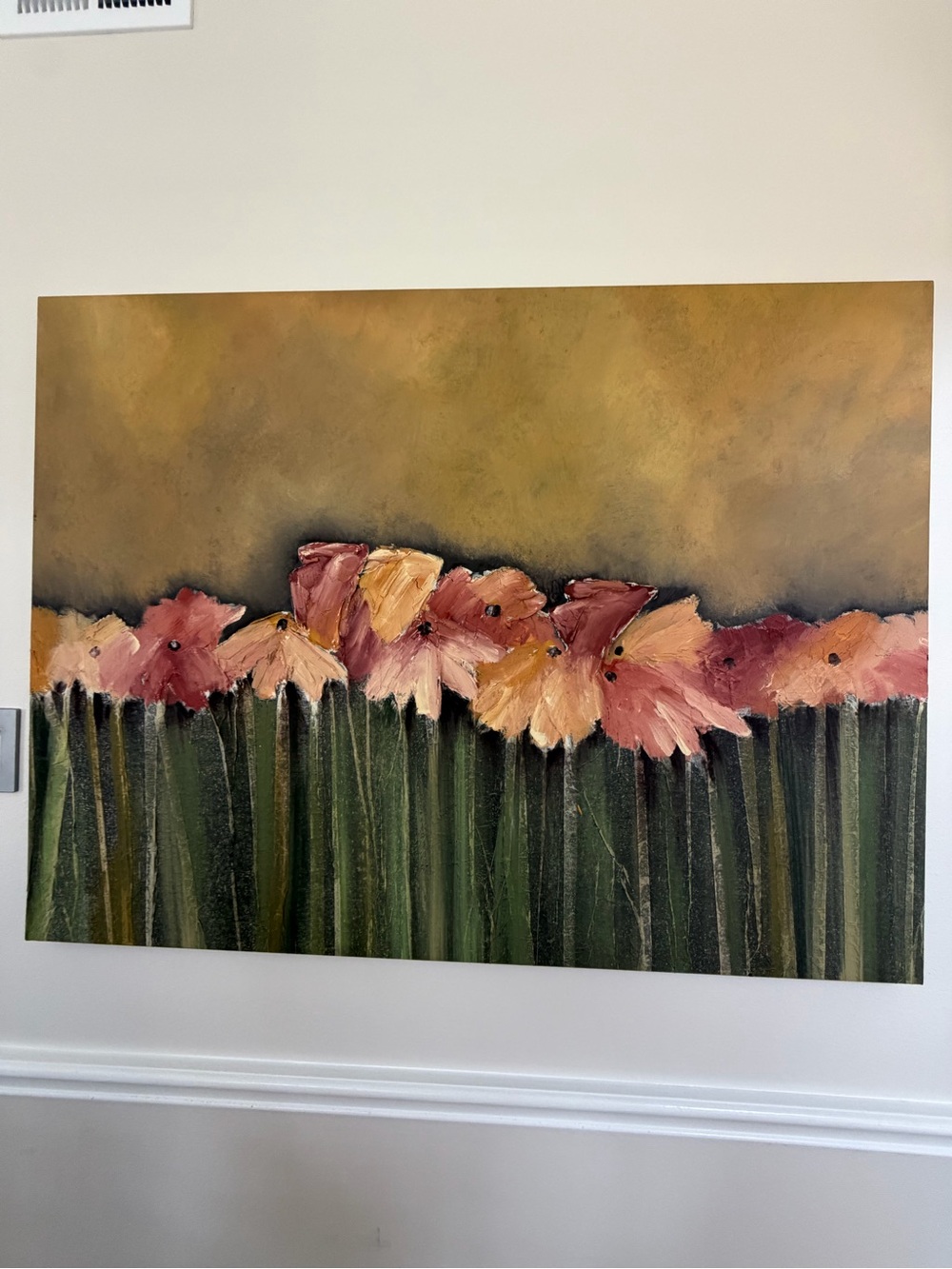 Textured Pink & Peach Floral Canvas Wall Art